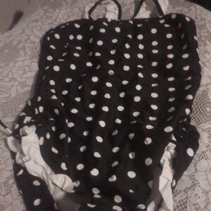 Girls swimsuits size 14 black with white dots